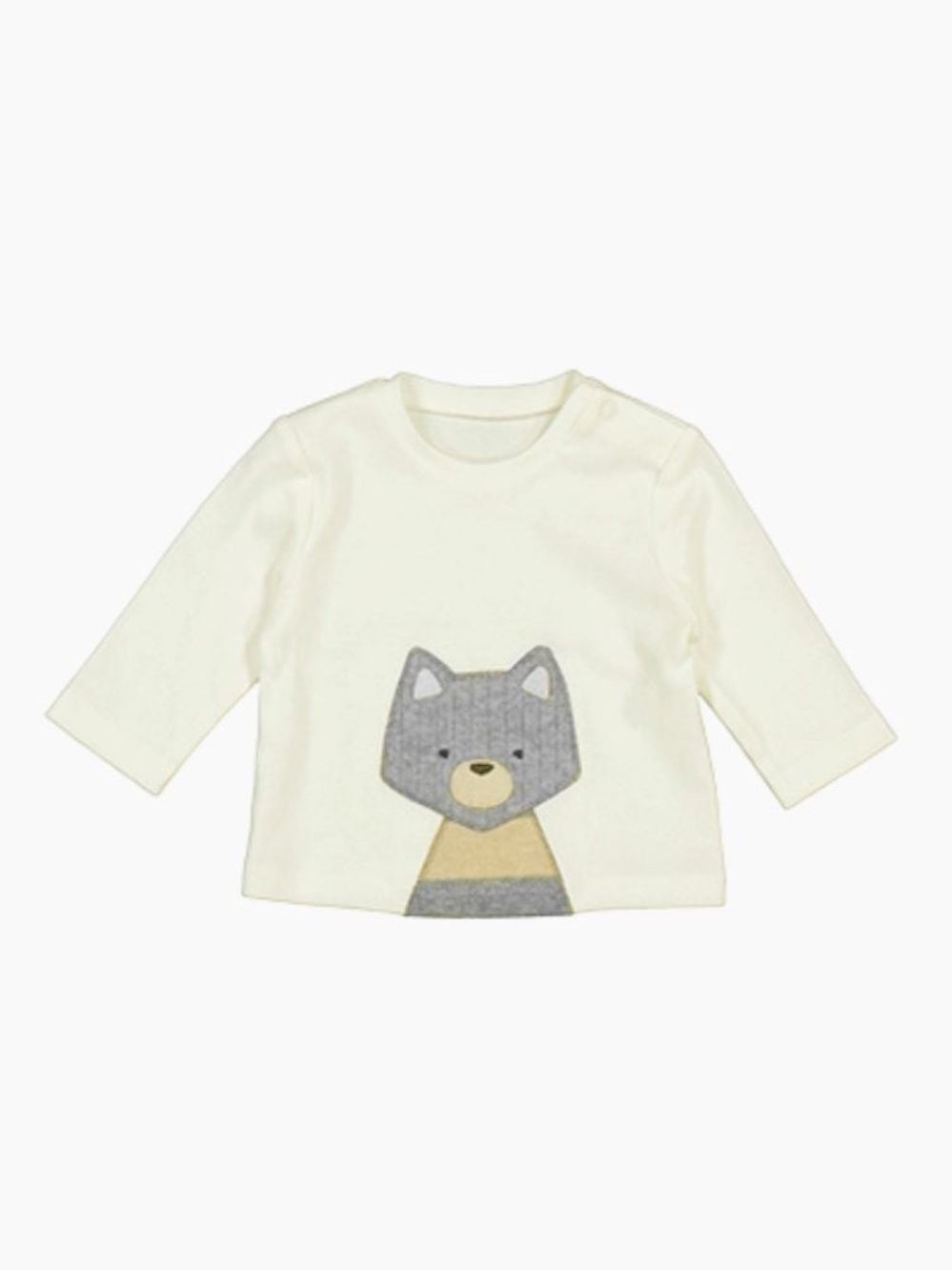 Mayoral Ivory Kids Woodland Theme Fox Appliqué Long Sleeve Tee 12 Months